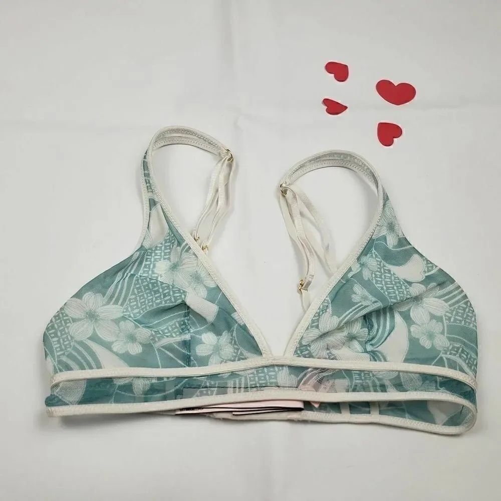 Victoria's Secret Sexy Blue Mesh Floral Bralette Bra XS NWT